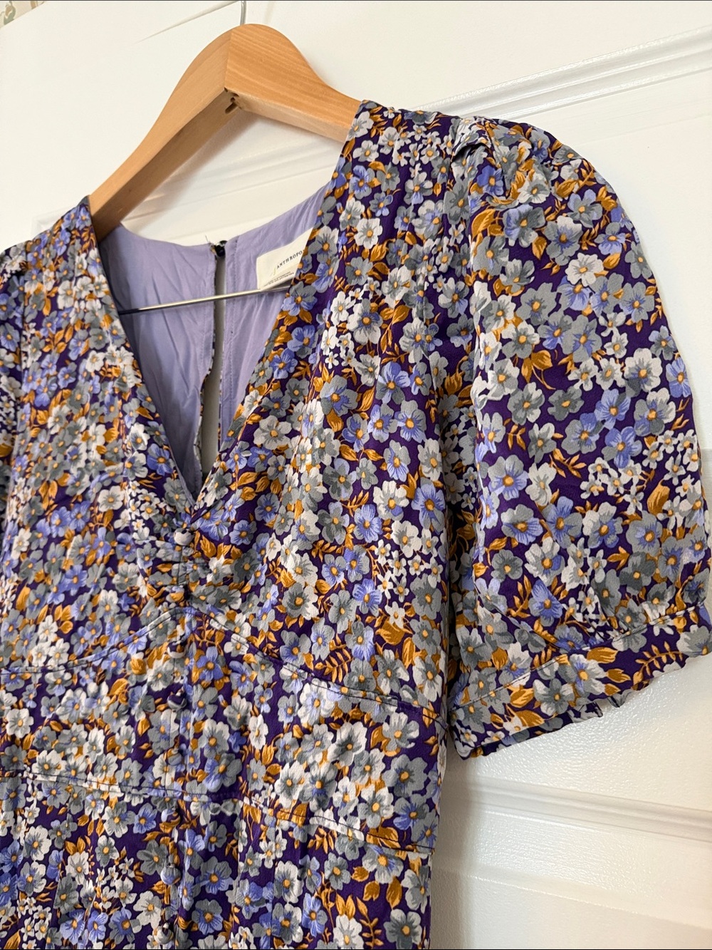 Anthropologie Lavender Floral Wrap-Style Maxi Dress - Picture 7 of 9
